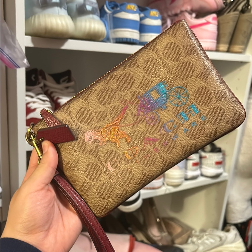 Coach Brown Clutch with Signature Pattern